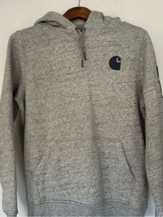 Carhartt Gray Speckled Pullover Hoodie with Logo - Picture 1 of 1